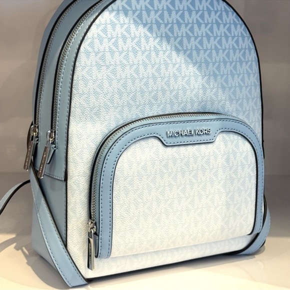 Michael Kors Jaycee Medium Ombré Signature Logo Backpack Light Sky Blue - Picture 5 of 11